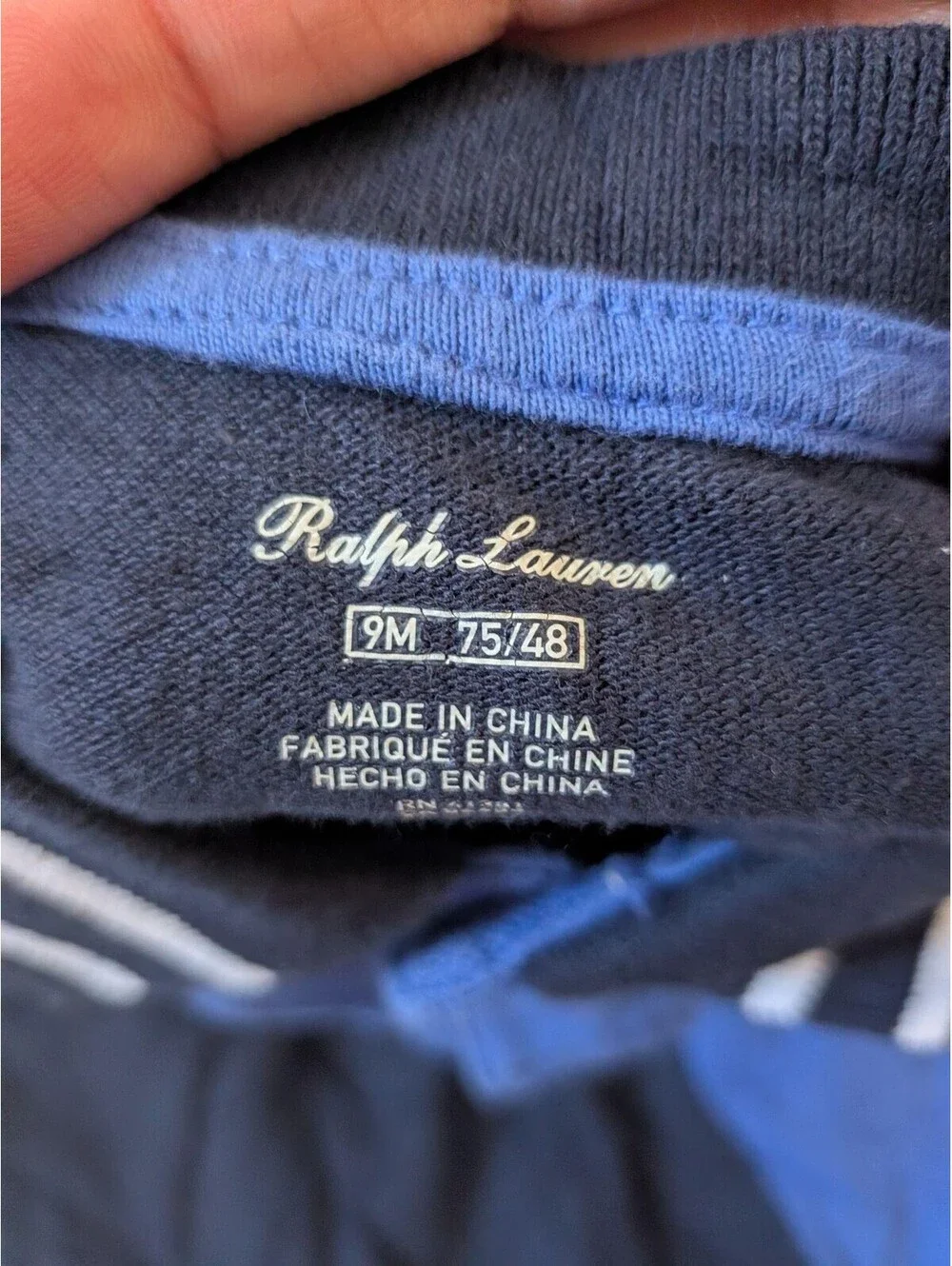 Ralph Lauren Coverall Boys 9-12 Months Blue Colorblock Polo Collar One Piece